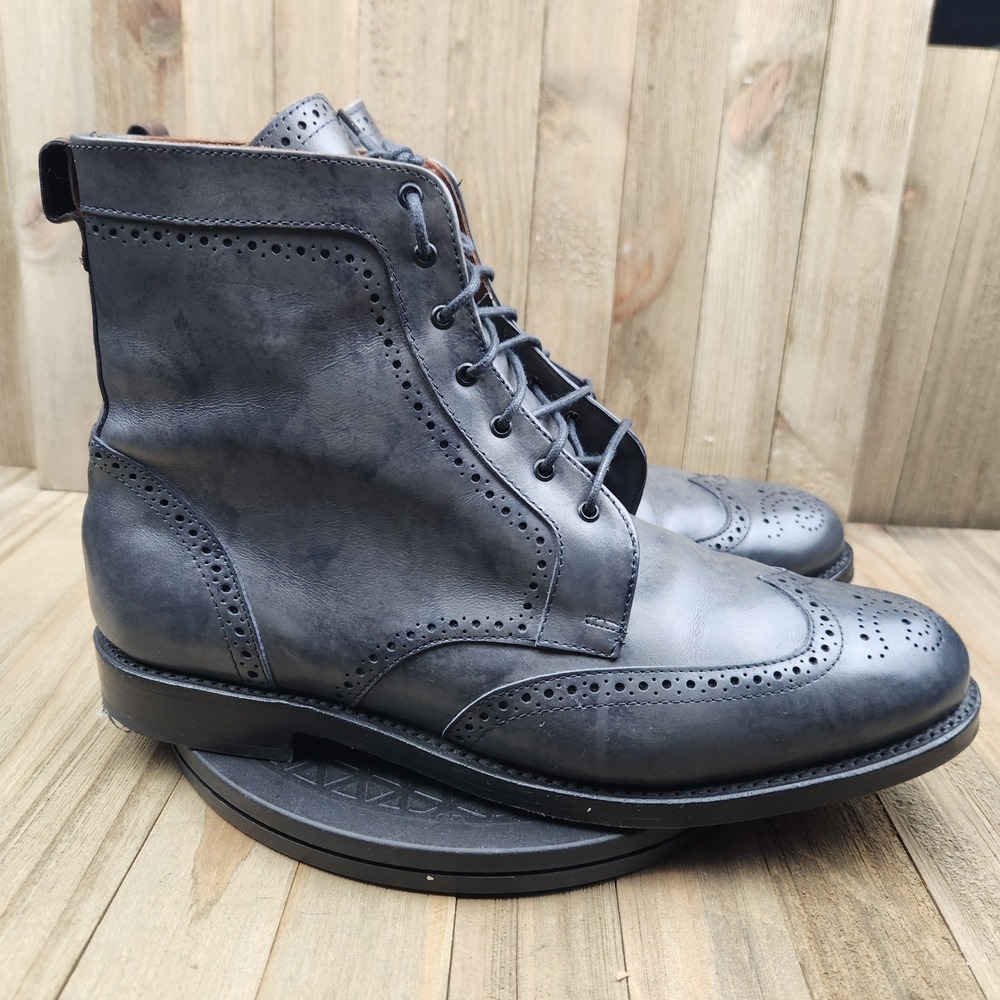 Allen Edmonds Dalton Wingtip Dress Boots Mens 11.5 3E Blue Grey Leather 0110